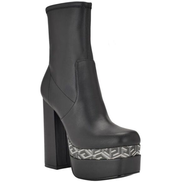 Guess Womens Caballa Black Faux Leather Heels Mid-Calf Boots Shoes 8 M … - Picture 1 of 12